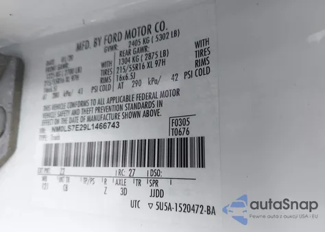 2020 Ford Transit Connect Xl from USA, damaged, VIN NM0LS7E29L1466743